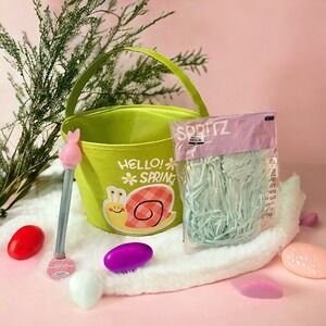 Spritz Easter Basket Set Green New Snail Tote Grass Light Up Bunny Baton
